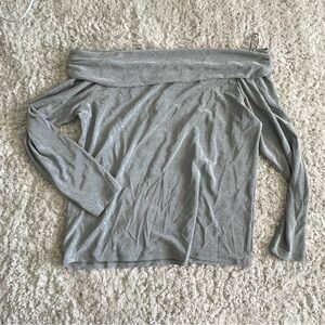 Silver off the shoulder long sleeve top